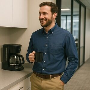 J Crew Mens M Irish Linen Shirt Blue Classic Minimal Coastal Resort Everyday